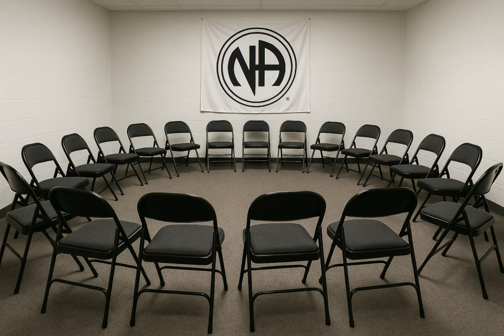 12 Step program: A picture of a Narcotics Anonymous meeting