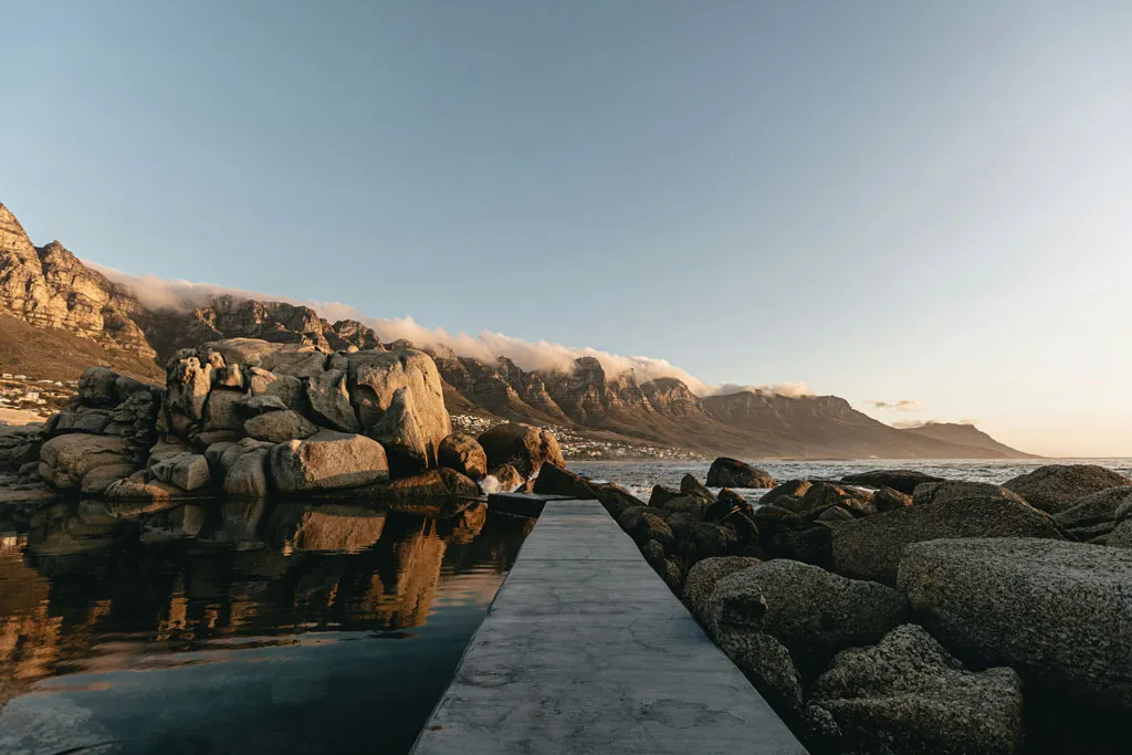 Cold water therapy plunges at the tidal pools in Cape Town
