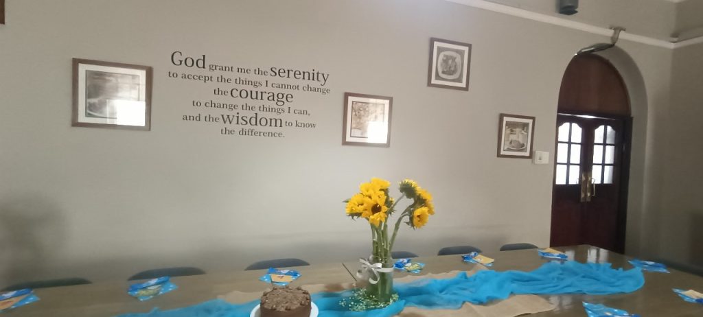 A picture of the Serenity Prayer on the wall at the Grange Treatment centre