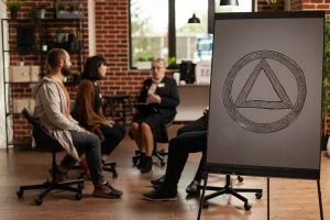 A narcotics anonymous meeting in a rehab in South Africa
